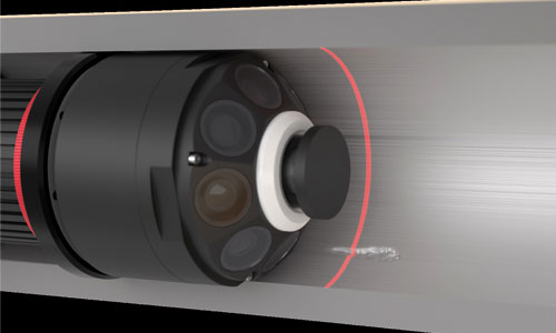 RIB 4D gun barrel inspection: sensor head in the barrel (visualization) | Kappa optronics